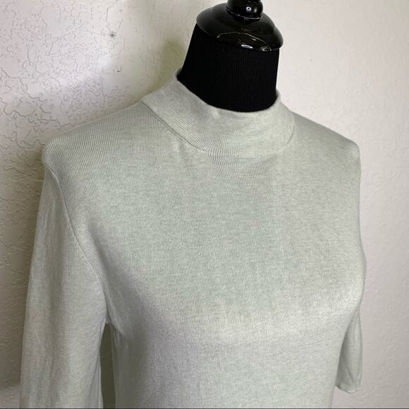 Tory Burch light green mock turtleneck short sleeve sweater size XL - Picture 3 of 14